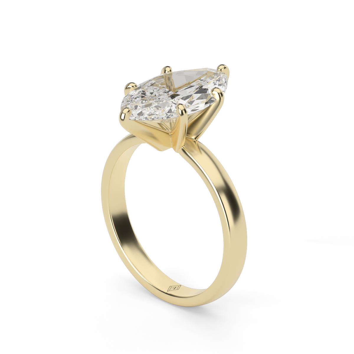 Comfort Fit Solitaire Engagement Ring (Six Prong) — 14K Yellow Gold / Marquise (image)