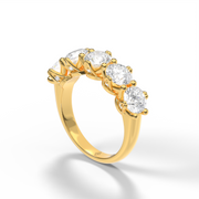 2 Carat Yellow Gold Round Shape Diamond Anniversary Ring/Band With Shared Prong Setting
