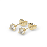 Yellow Gold Round Shape Diamond Martini Stud Earrings With Prong Setting.