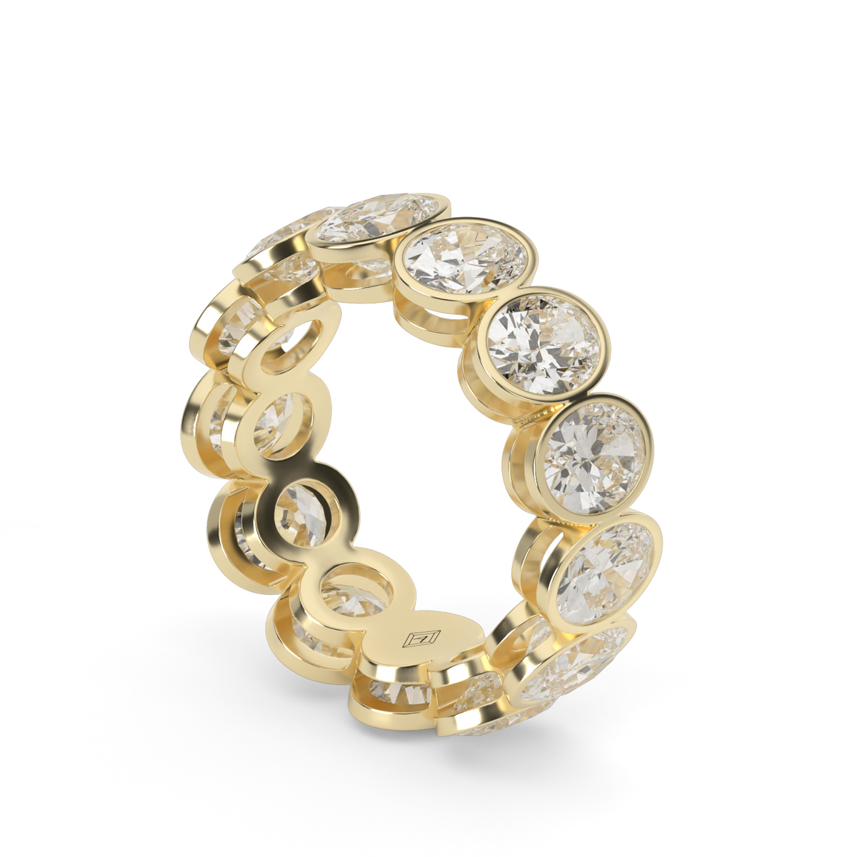 Oval Bezel Eternity Ring — 14K Yellow Gold / 4 / Lab Diamond (image)