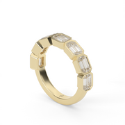 Yellow Gold East-West Emerald Cut Diamond Anniversary Ring/Band With Bezel Settingю. .