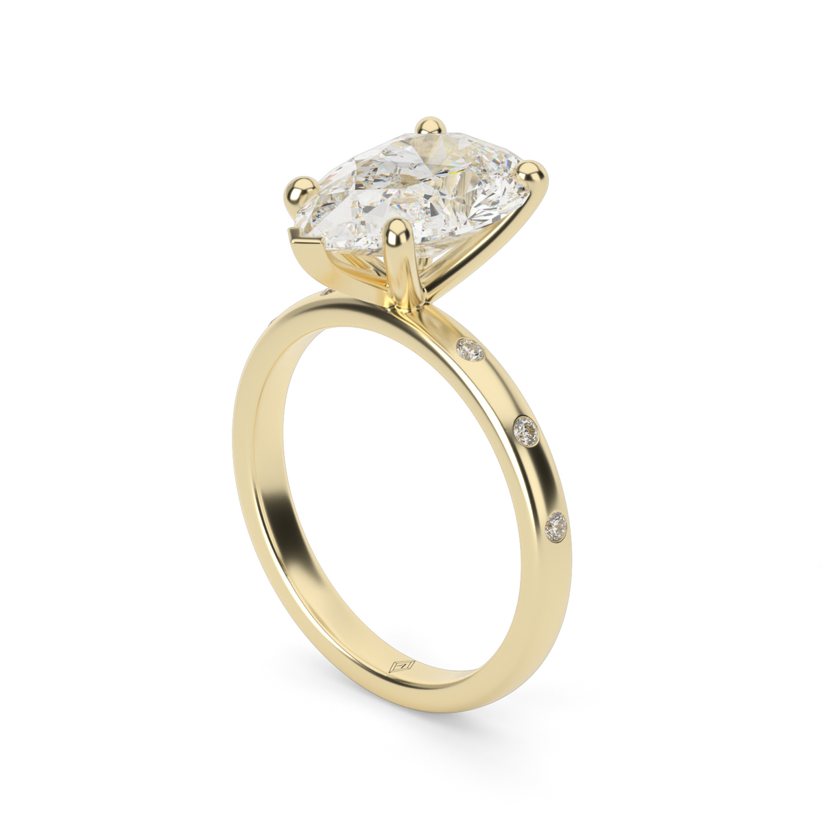 Modern Burnish-set Diamond Engagement Ring — 14K Yellow Gold / Pear / Lab Diamond (image)