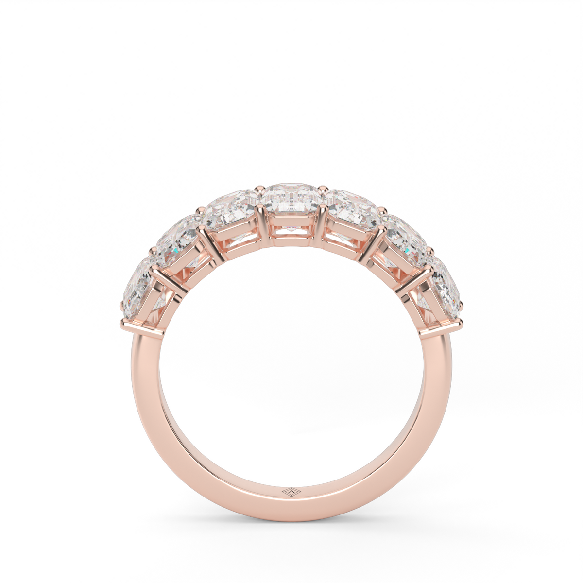 Seven Stone Emerald Cut Anniversary Ring — 14K Rose Gold / 2 / Lab Diamond (image)