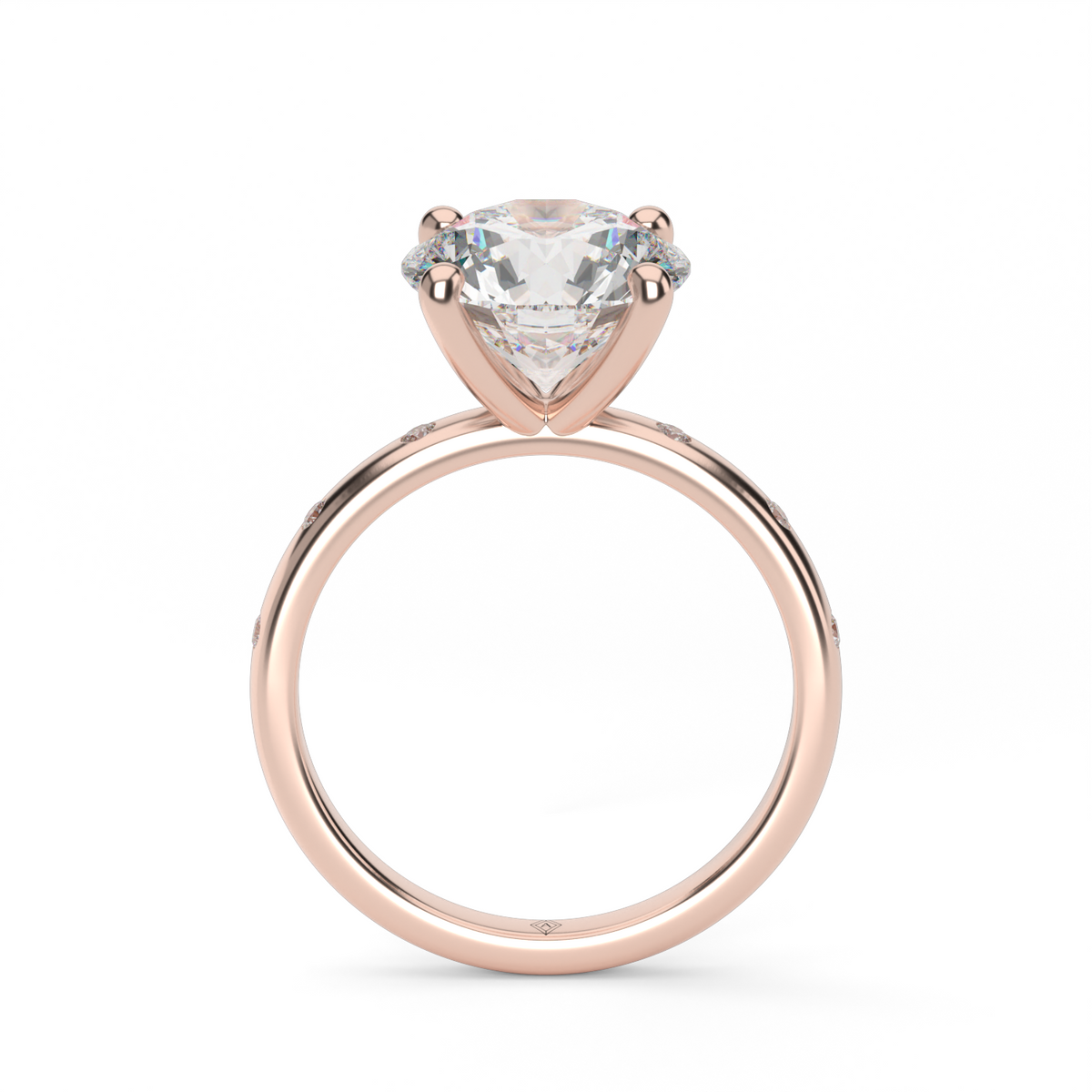 Modern Burnish-set Diamond Engagement Ring — 14K Rose Gold / Round / Lab Diamond (image)