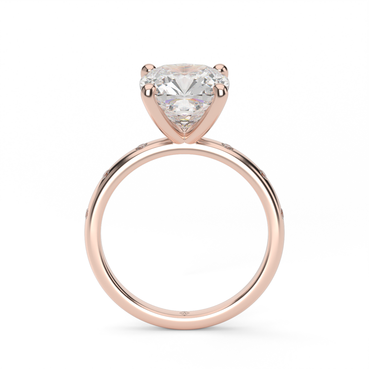 Modern Burnish-set Diamond Engagement Ring — 14K Rose Gold / Cushion / Lab Diamond (image)