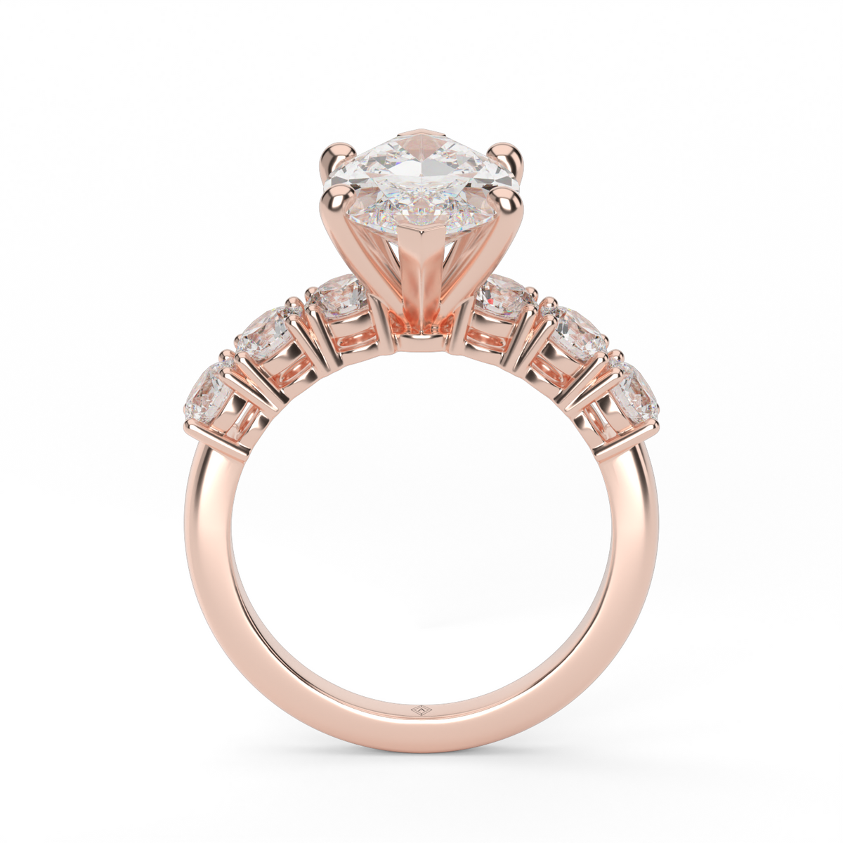 Prong Set Diamond Engagement Ring — 14K Rose Gold / Marquise / Lab Diamond (image)