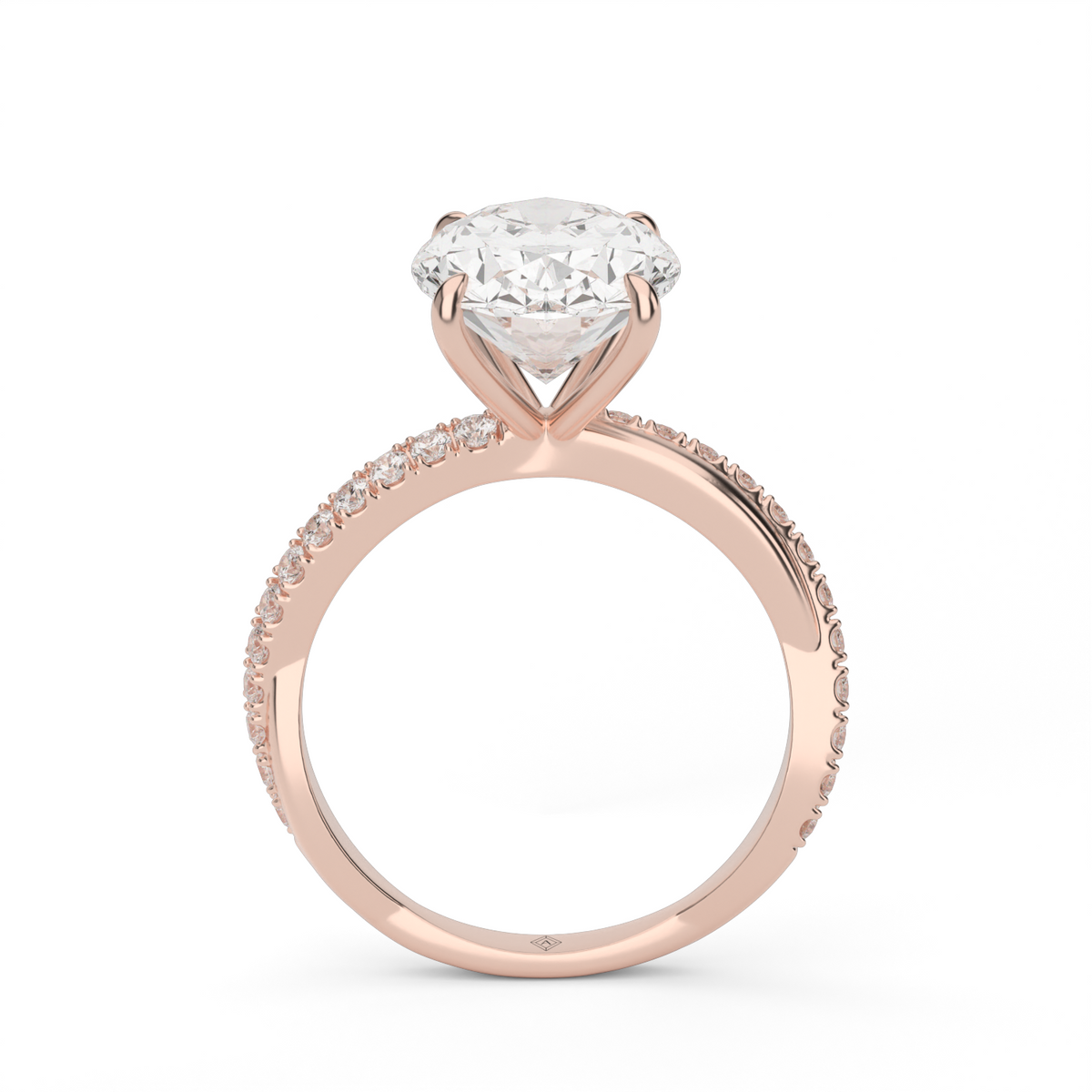 Pavé Shank Engagement Ring — 14K Rose Gold / Oval / Lab Diamond (image)