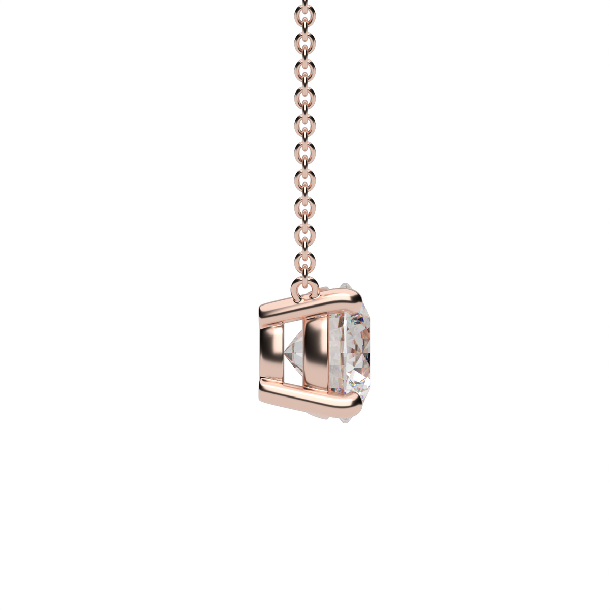 Four Prong Basket Solitaire Diamond Pendant — 14K Rose Gold / Lab Diamond (image)