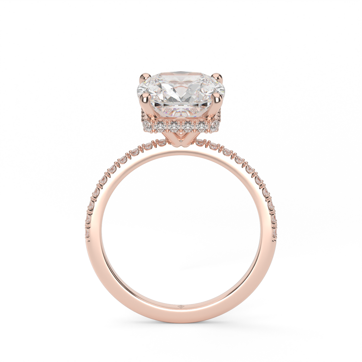 Hidden Halo Pavé Engagement Ring — 14K Rose Gold / Cushion / Lab Diamond (image)