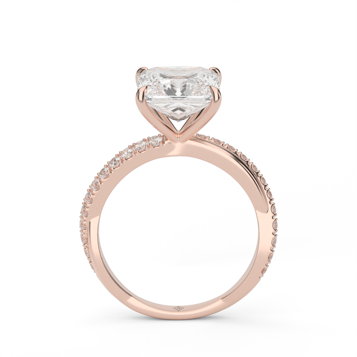 Pavé Shank Engagement Ring — 14K Rose Gold / Princess / Lab Diamond (image)