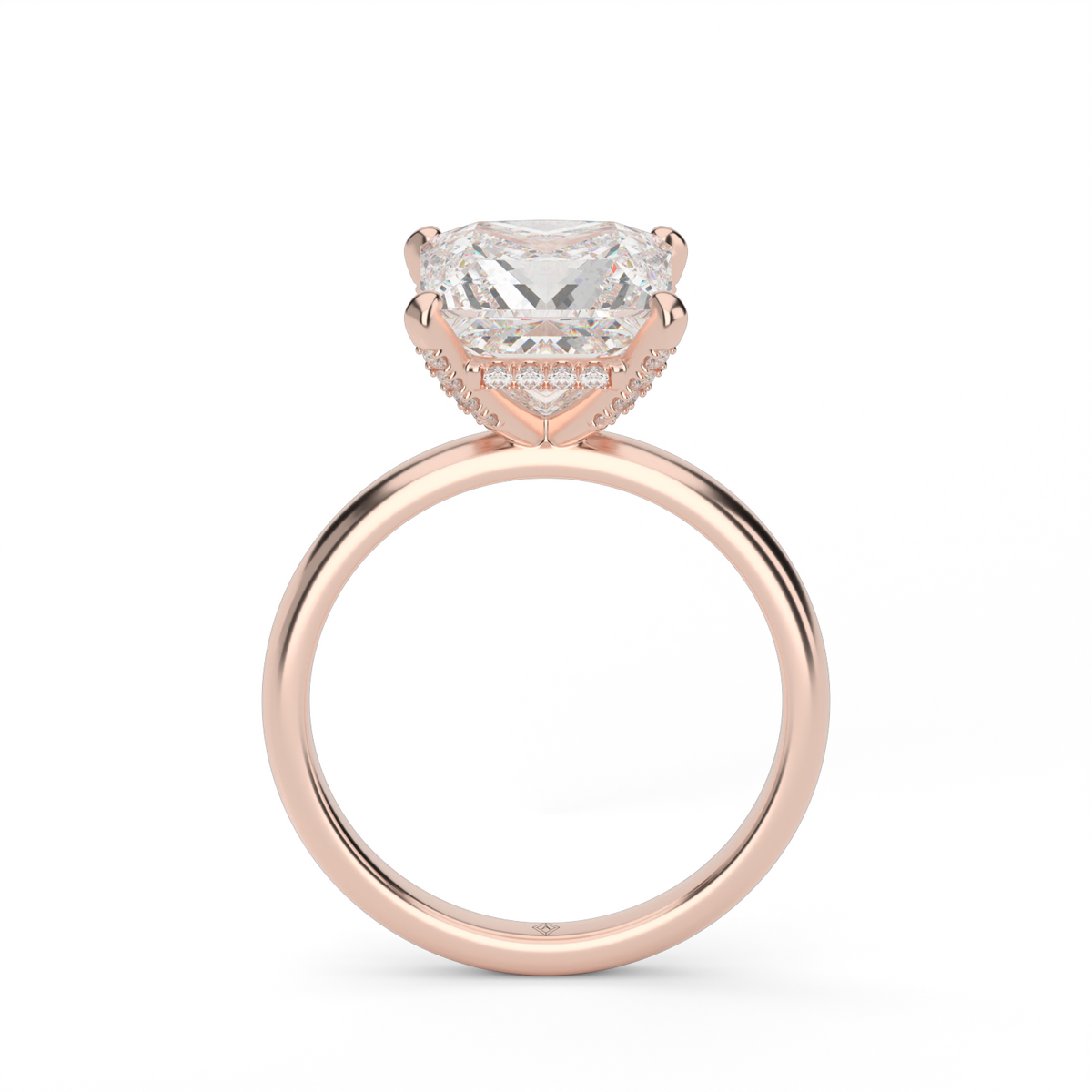 Solitaire Engagement Ring With Hidden Halo — 14K Rose Gold / Princess / Lab Diamond (image)