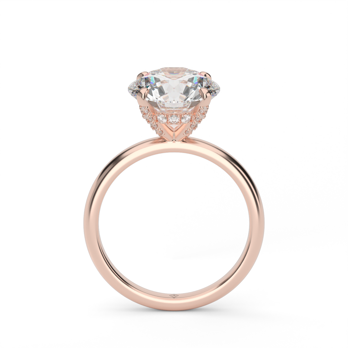 Solitaire Engagement Ring With Hidden Halo — 14K Rose Gold / Round / Lab Diamond (image)