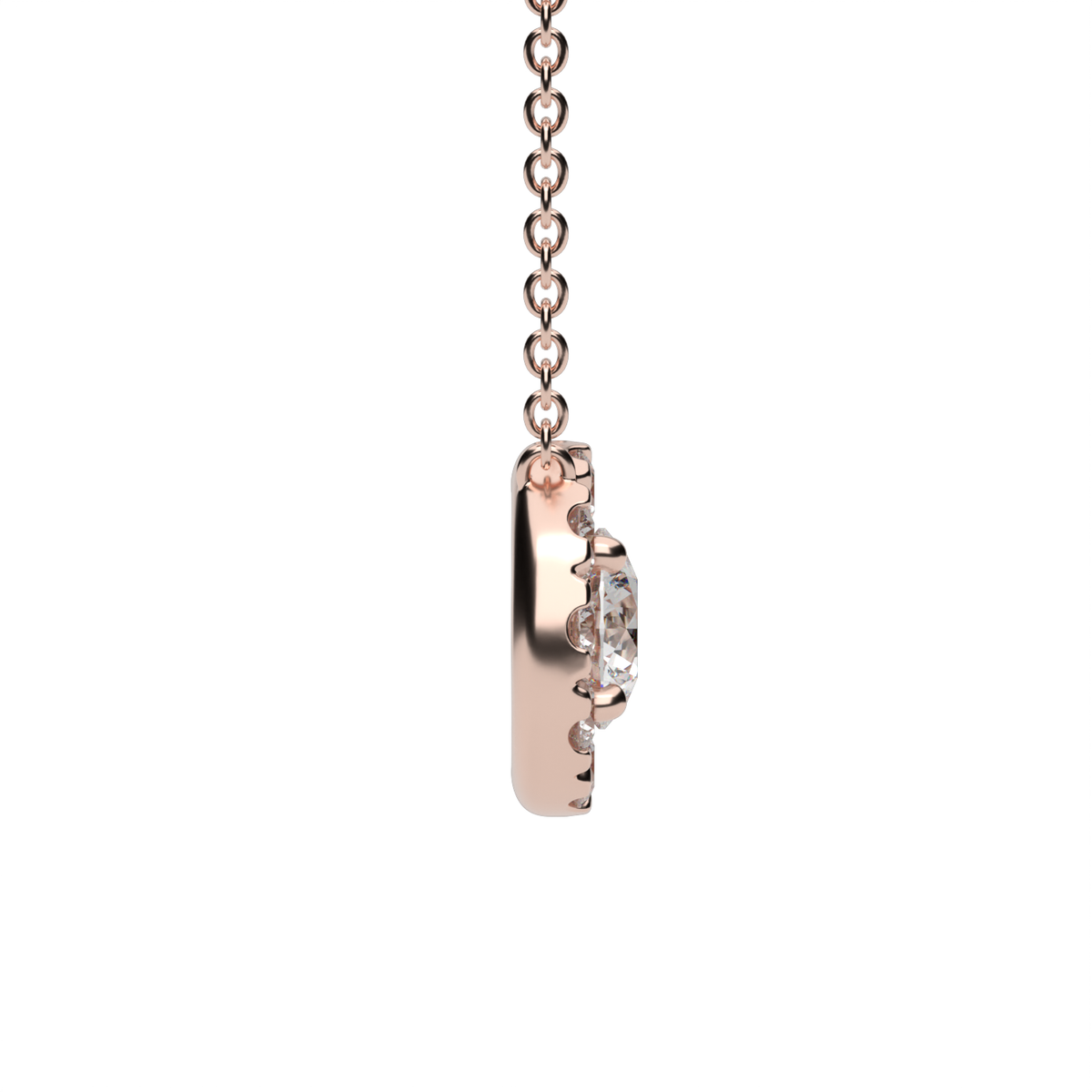 Classic Halo Diamond Pendant — 14K Rose Gold / Lab Diamond (image)
