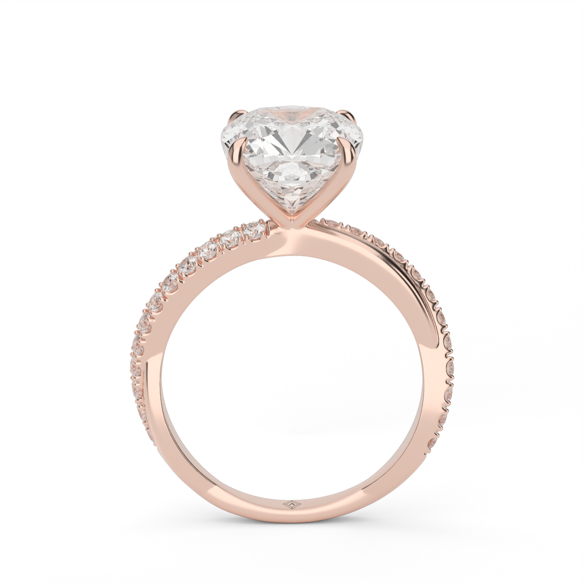 Pavé Shank Engagement Ring — 14K Rose Gold / Cushion / Lab Diamond (image)
