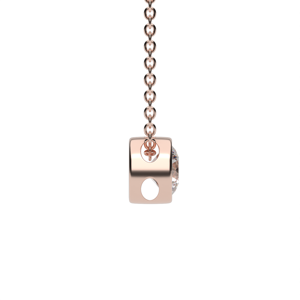 Sleek Solitaire Bezel Pendant — 14K Rose Gold / Lab Diamond (image)