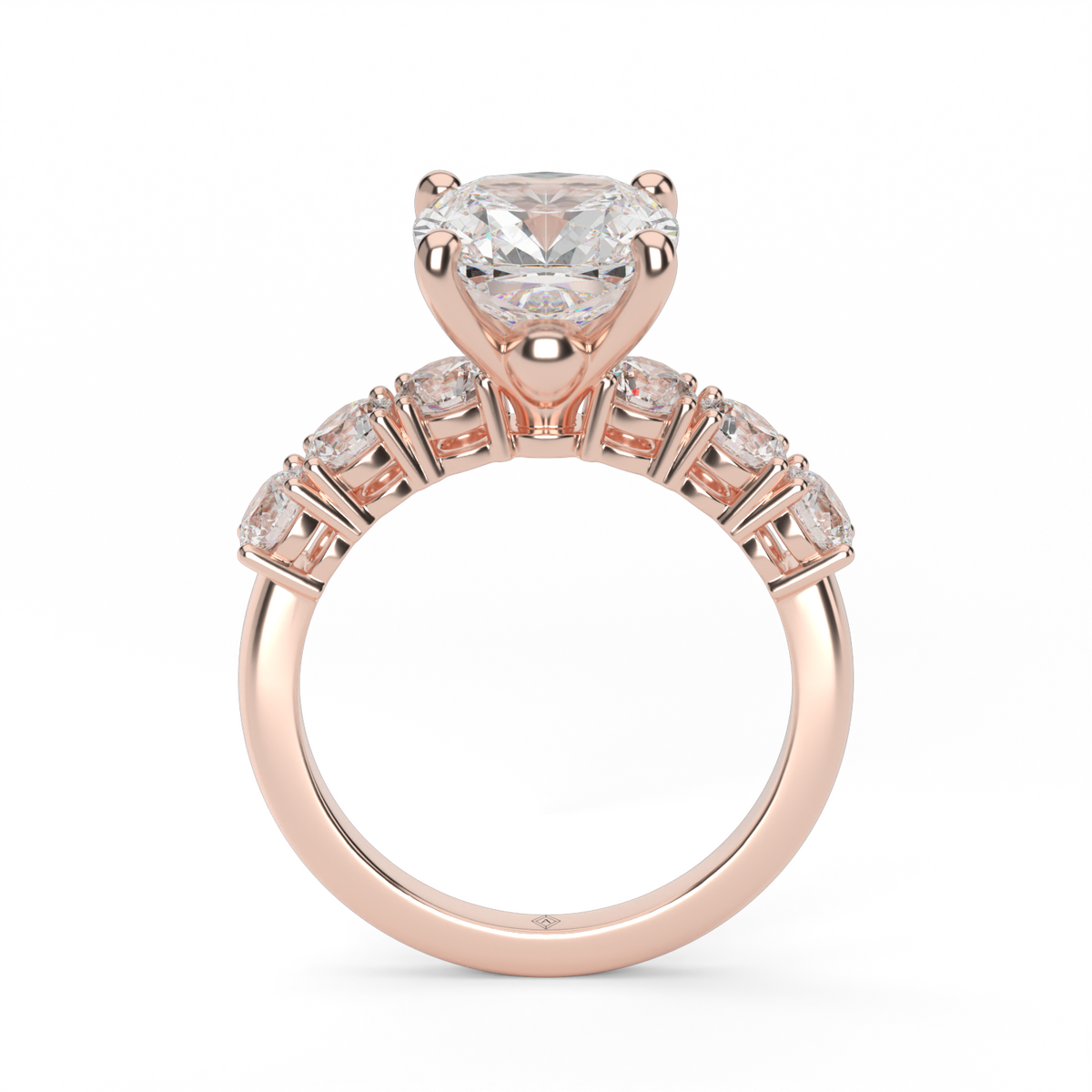 Prong Set Diamond Engagement Ring — 14K Rose Gold / Cushion / Lab Diamond (image)