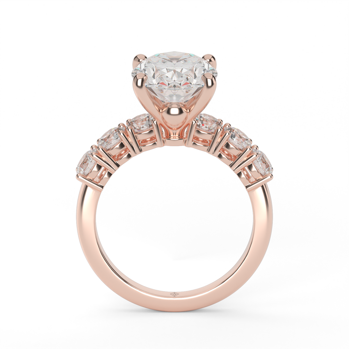 Prong Set Diamond Engagement Ring — 14K Rose Gold / Oval / Lab Diamond (image)