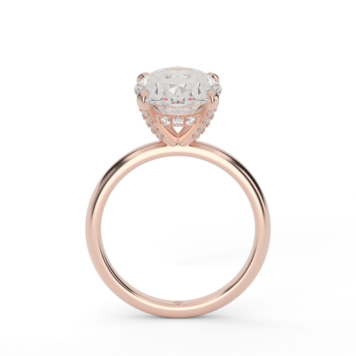 Solitaire Engagement Ring With Hidden Halo — 14K Rose Gold / Oval / Lab Diamond (image)