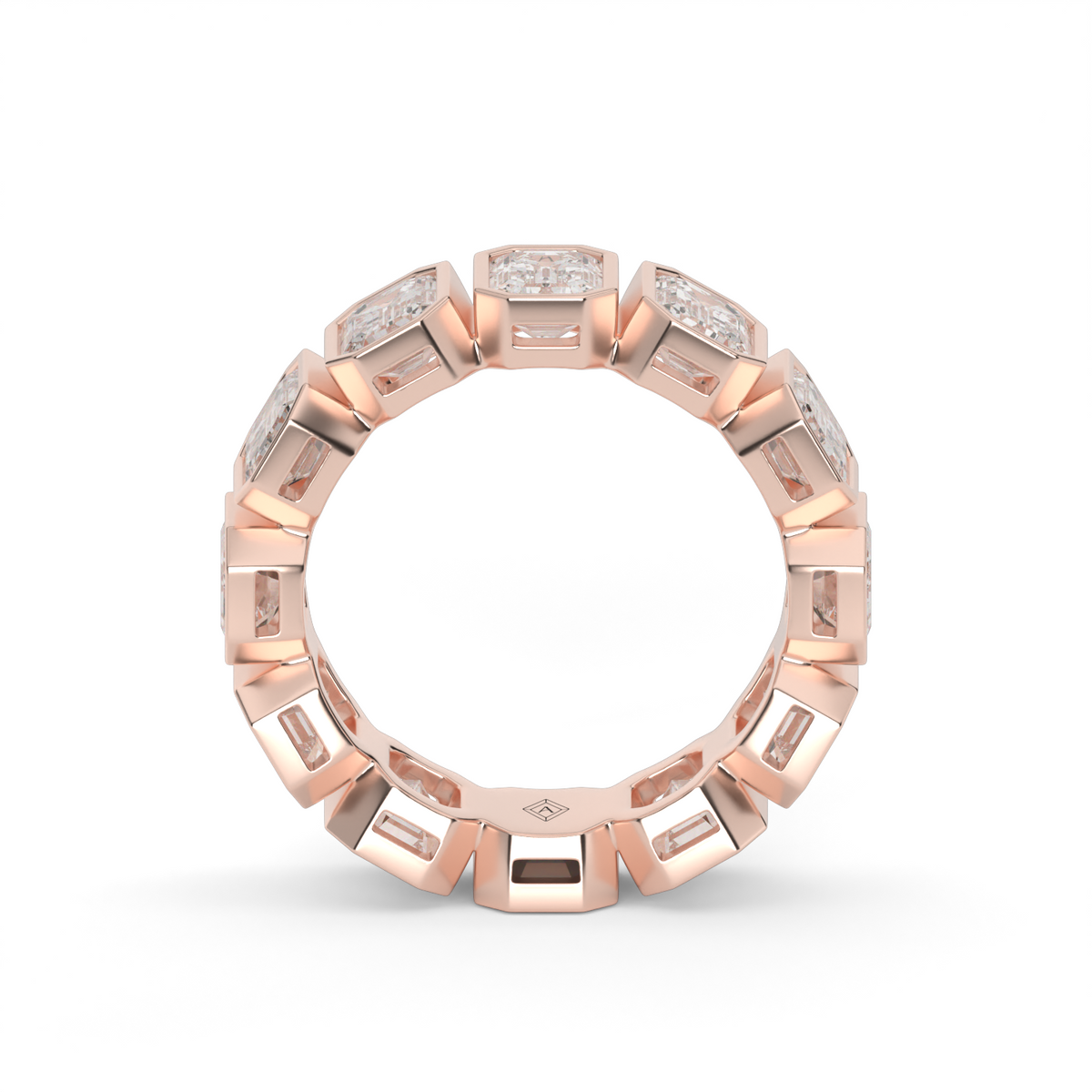 Emerald Cut Bezel Eternity Ring — 14K Rose Gold / 6 / Lab Diamond (image)