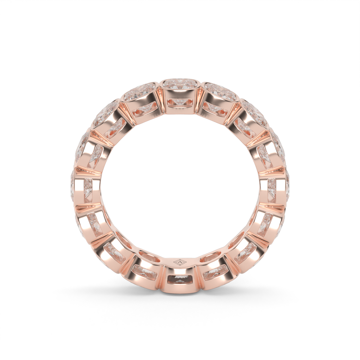 Cushion Cut Bezel Eternity Ring — 14K Rose Gold / 4 / Lab Diamond (image)