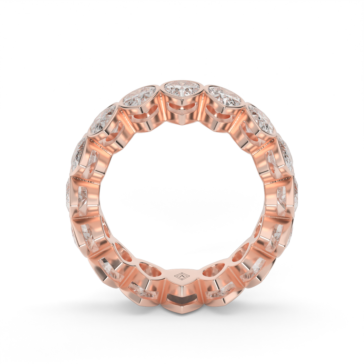 Pear Shape Bezel Eternity Ring — 14K Rose Gold / 4 / Lab Diamond (image)