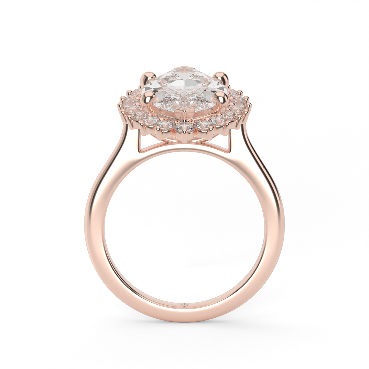Flower Engagement Ring — 14K Rose Gold / Marquise / Lab Diamond (image)