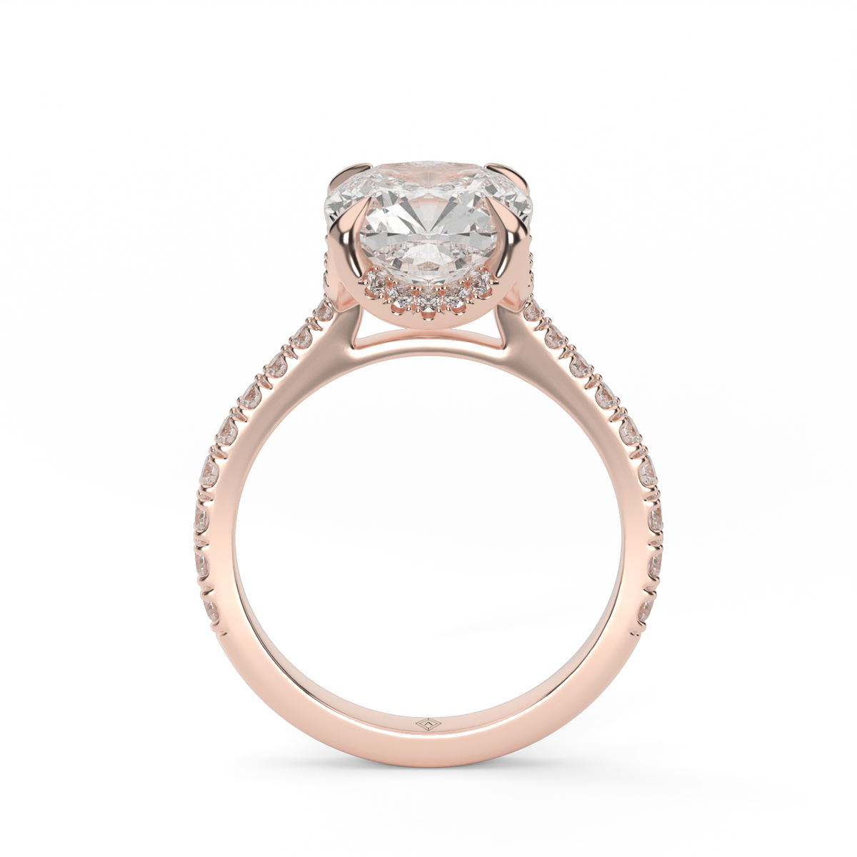 Hidden Halo Crown Engagement Ring — 14K Rose Gold / Cushion / Lab Diamond (image)