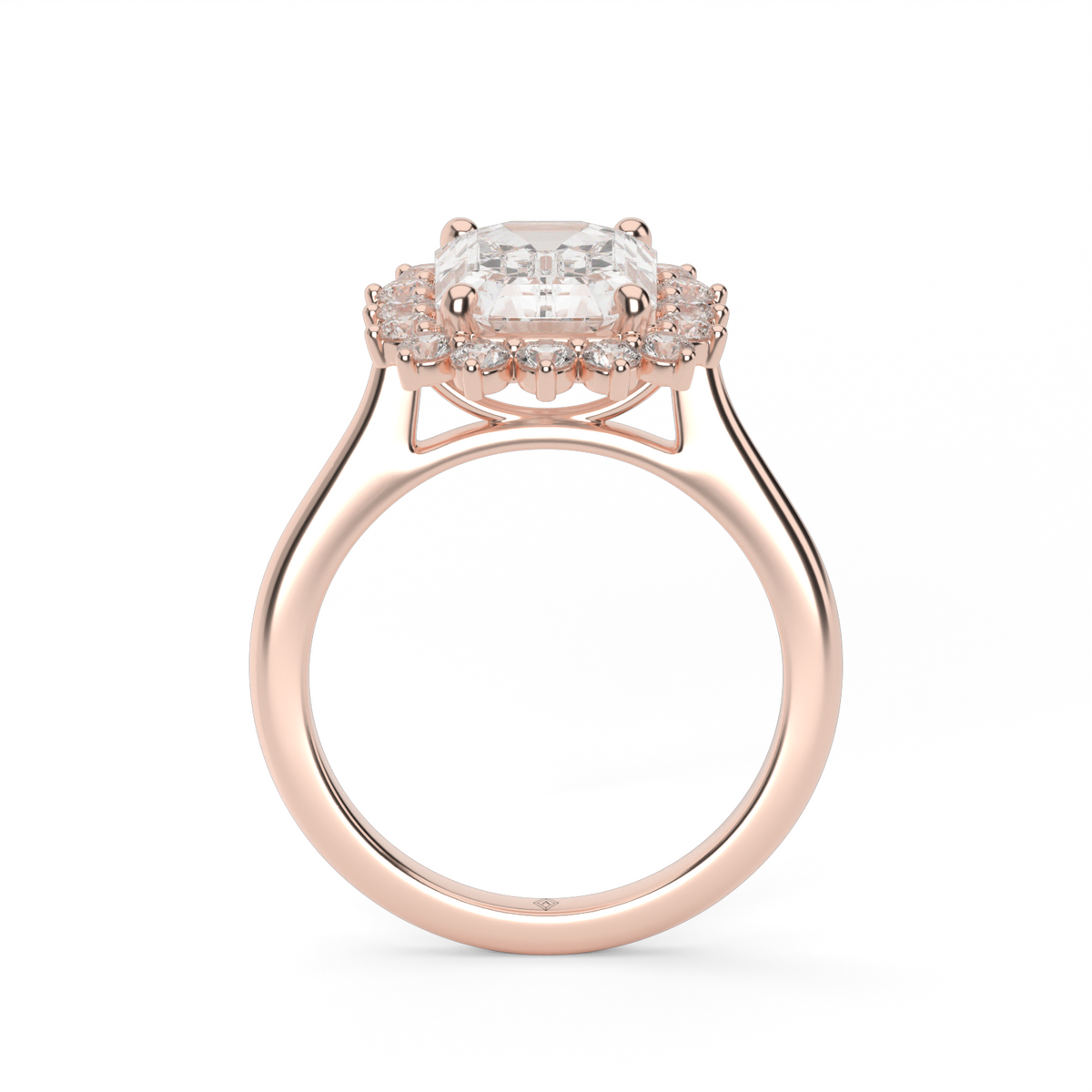 Flower Engagement Ring — 14K Rose Gold / Emerald / Lab Diamond (image)