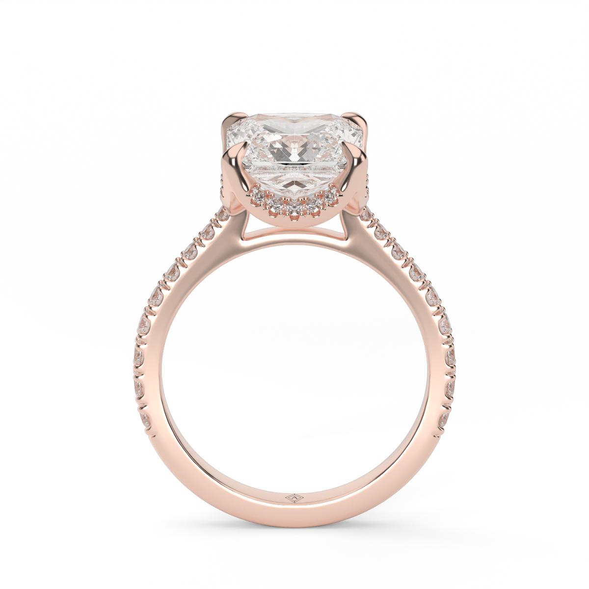 Hidden Halo Crown Engagement Ring — 14K Rose Gold / Princess / Lab Diamond (image)
