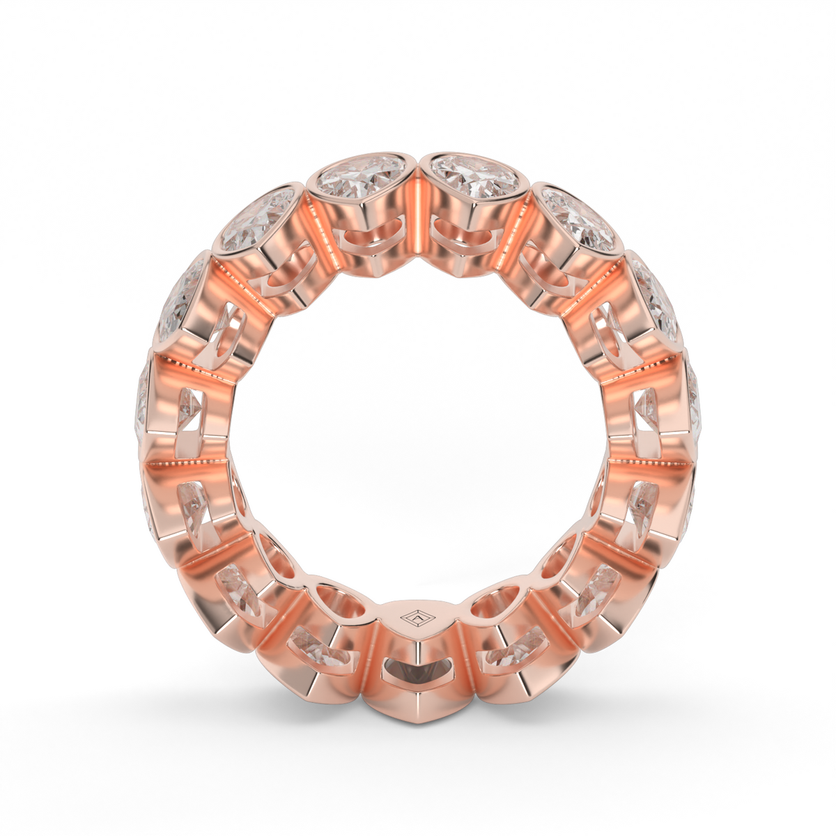 Pear Shape Bezel Eternity Ring — 14K Rose Gold / 6 / Lab Diamond (image)