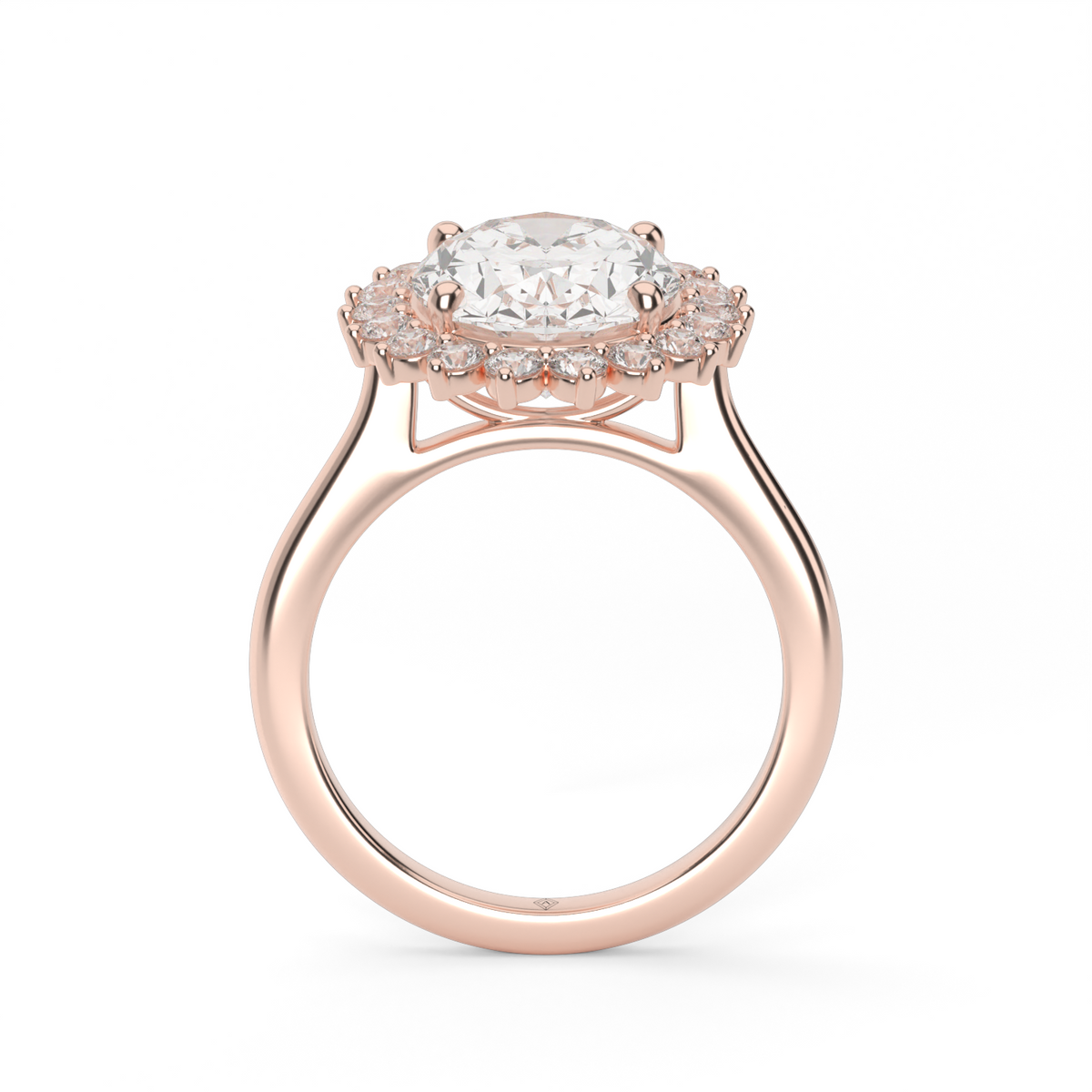 Flower Engagement Ring — 14K Rose Gold / Oval / Lab Diamond (image)