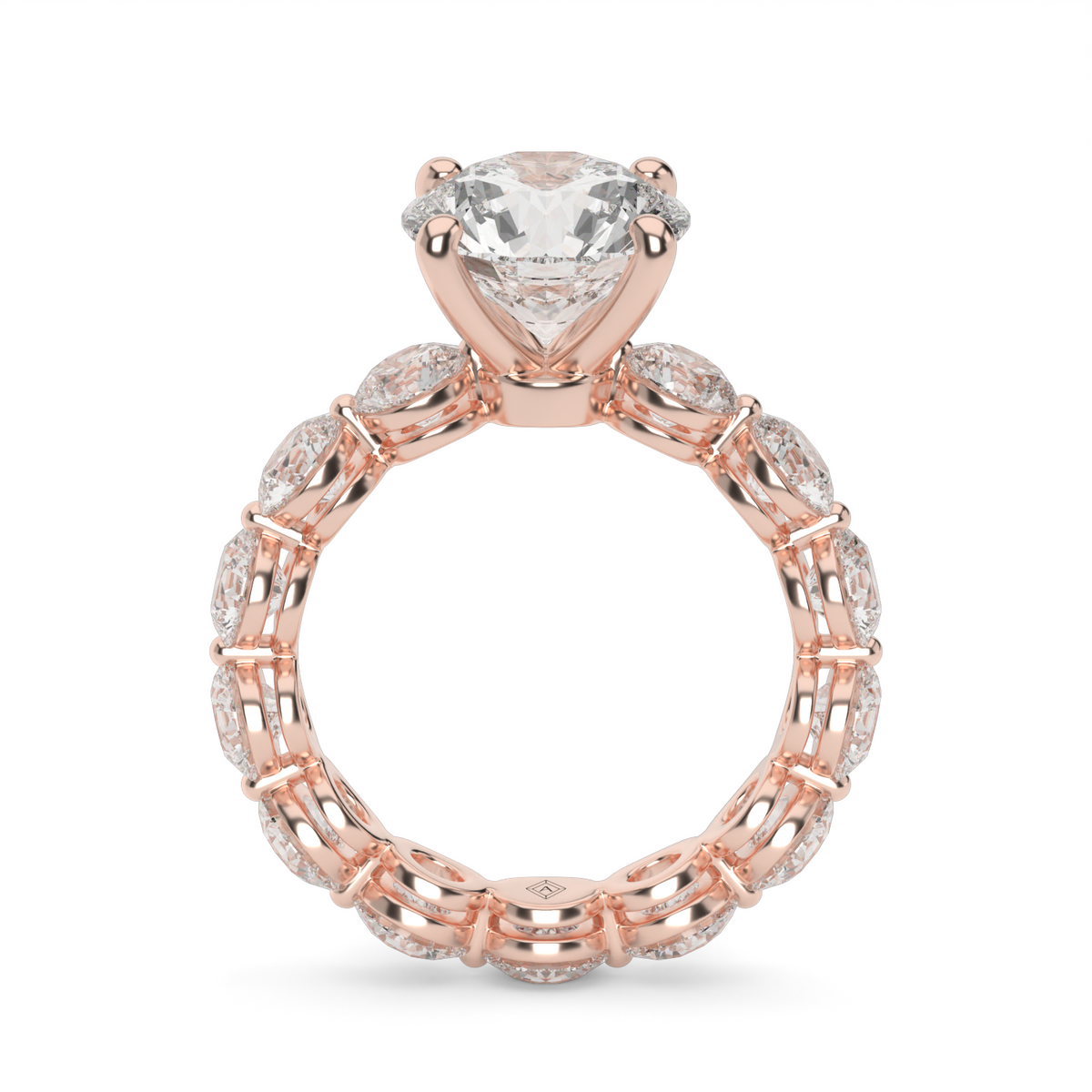 Single Shared Prong Diamond Eternity Engagement Ring — 14K Rose Gold / Round / Lab Diamond (image)