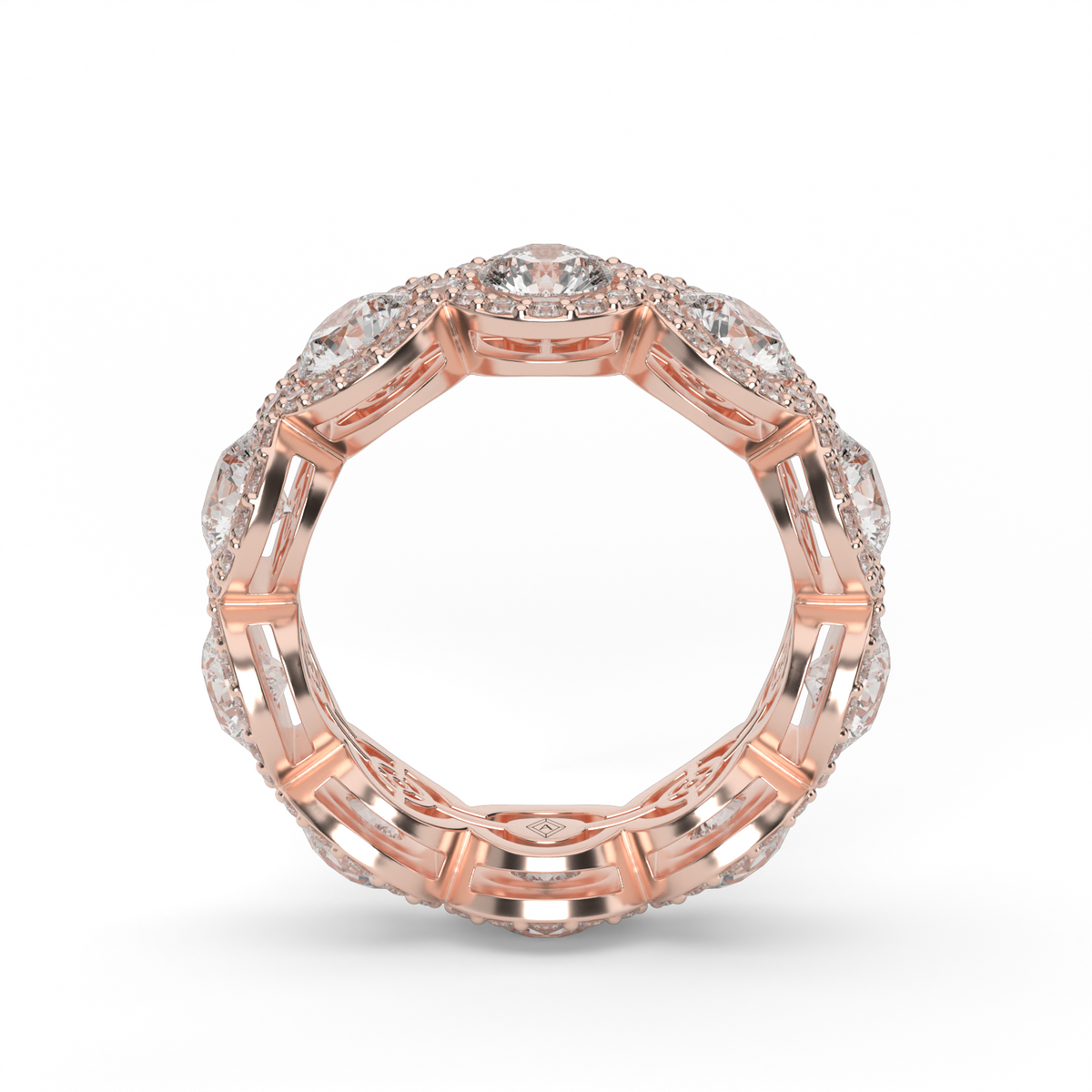 Round Halo Diamond Eternity Ring — 14K Rose Gold / Lab Diamond (image)