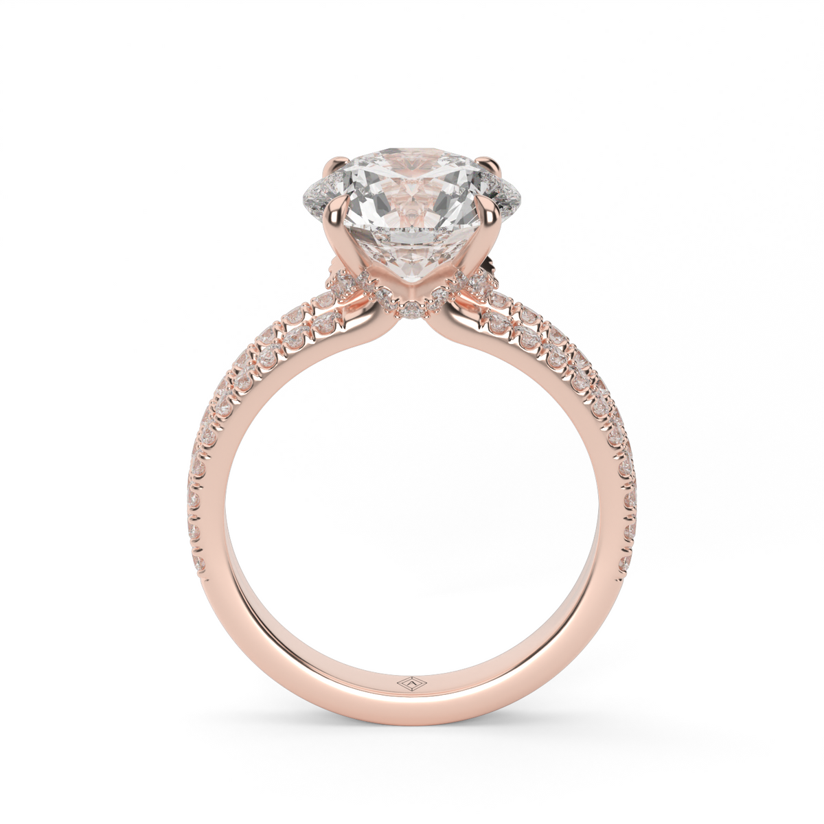Split Shank   Pavé Engagement Ring — 14K Rose Gold / Round / Lab Diamond (image)