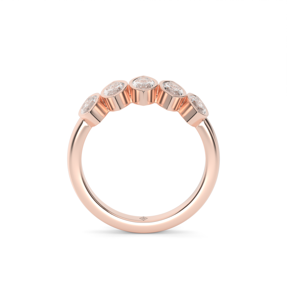 2 Carat 5 Stone Marquise Cut Bezel Anniversary Ring — 14K Rose Gold / Lab Diamond (image)