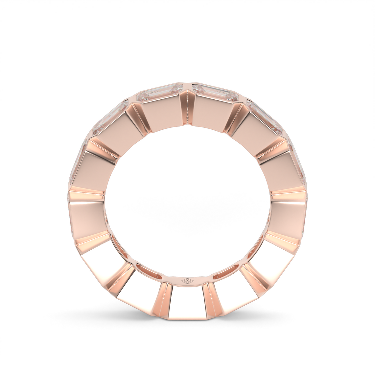 East-West Bezel Emerald Cut Eternity Ring — 14K Rose Gold / 4 / Lab Diamond (image)