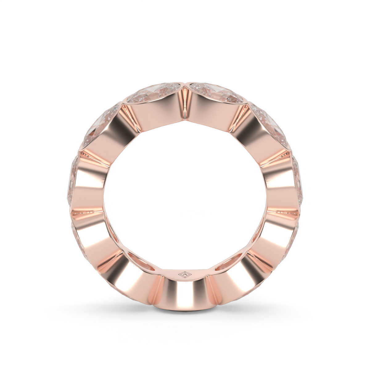 East-West Bezel Oval Cut Eternity Ring — 14K Rose Gold / 4 / Lab Diamond (image)
