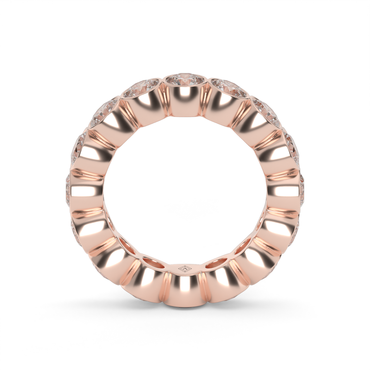 Round Bezel Diamond Eternity Ring — 14K Rose Gold / 4 / Lab Diamond (image)