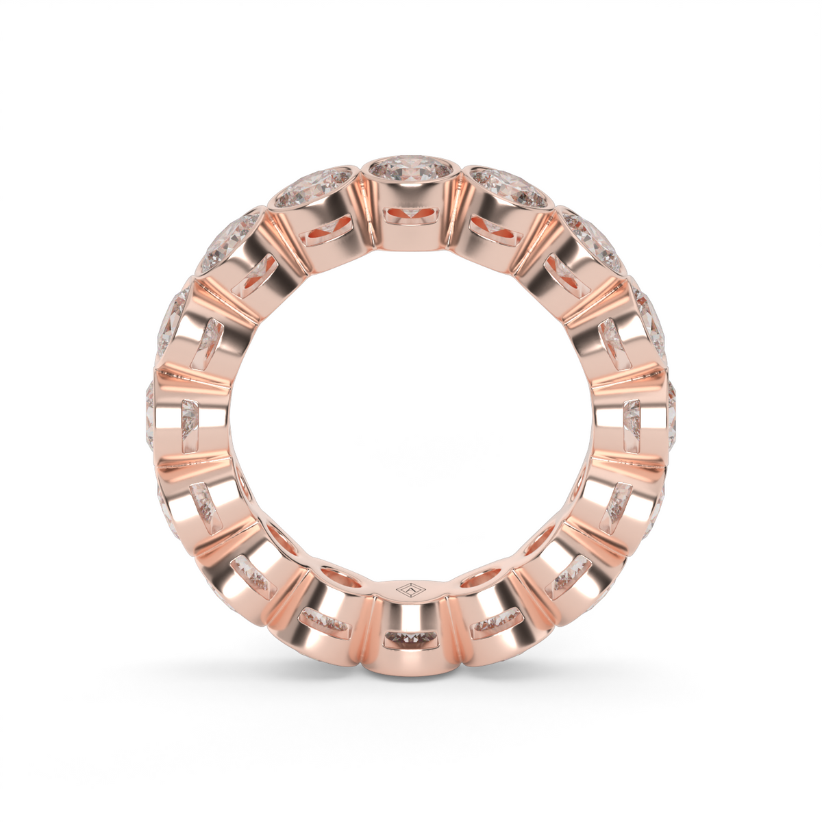 Round Bezel Eternity Ring — 14K Rose Gold / 4 / Lab Diamond (image)