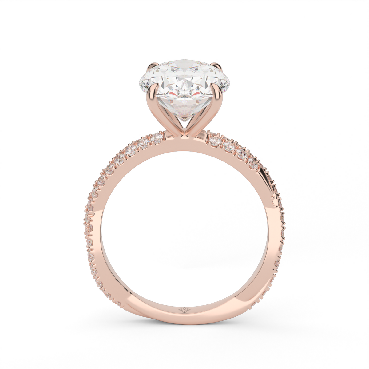 Pavé Twist Diamond Engagement Ring — 14K Rose Gold / Oval / Lab Diamond (image)