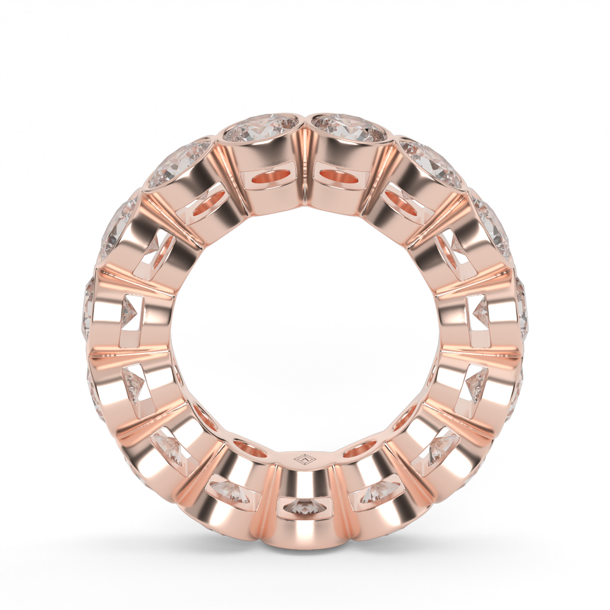 Round Bezel Eternity Ring — 14K Rose Gold / 6 / Lab Diamond (image)