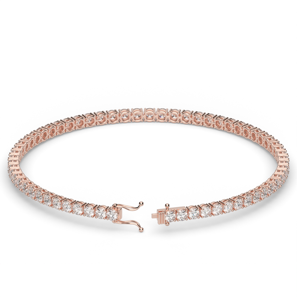 4 Carat Four Prong Diamond Tennis Bracelet — 14K Rose Gold / Lab Diamond (image)