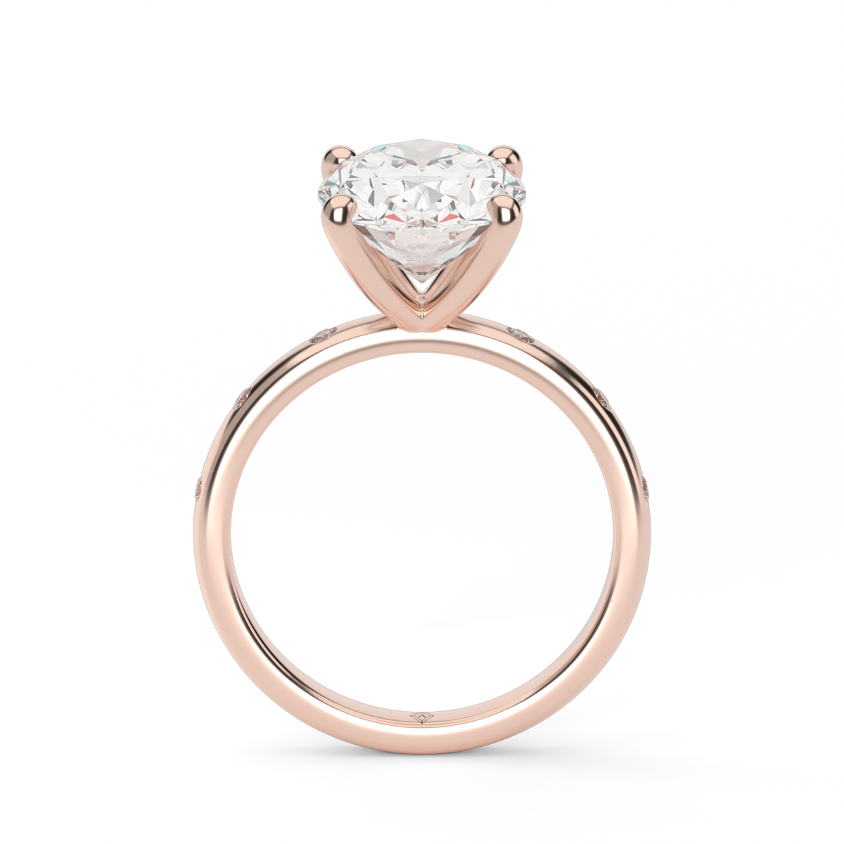 Modern Burnish-set Diamond Engagement Ring — 14K Rose Gold / Oval / Lab Diamond (image)