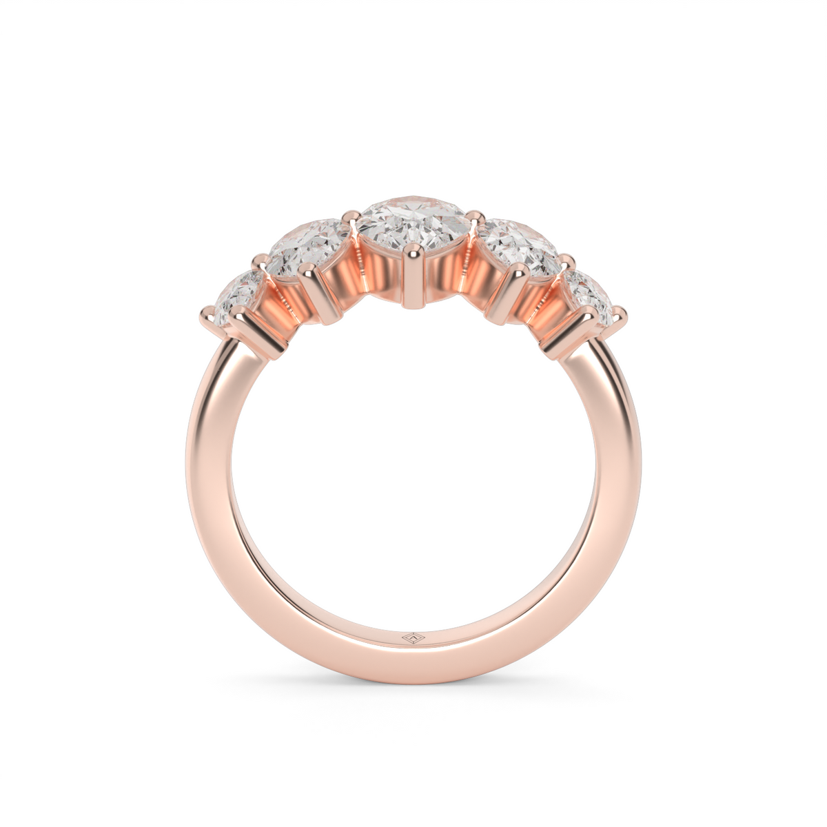 Graduated Five-Stone Pear Diamond Anniversary Ring — 14K Rose Gold / Lab Diamond (image)