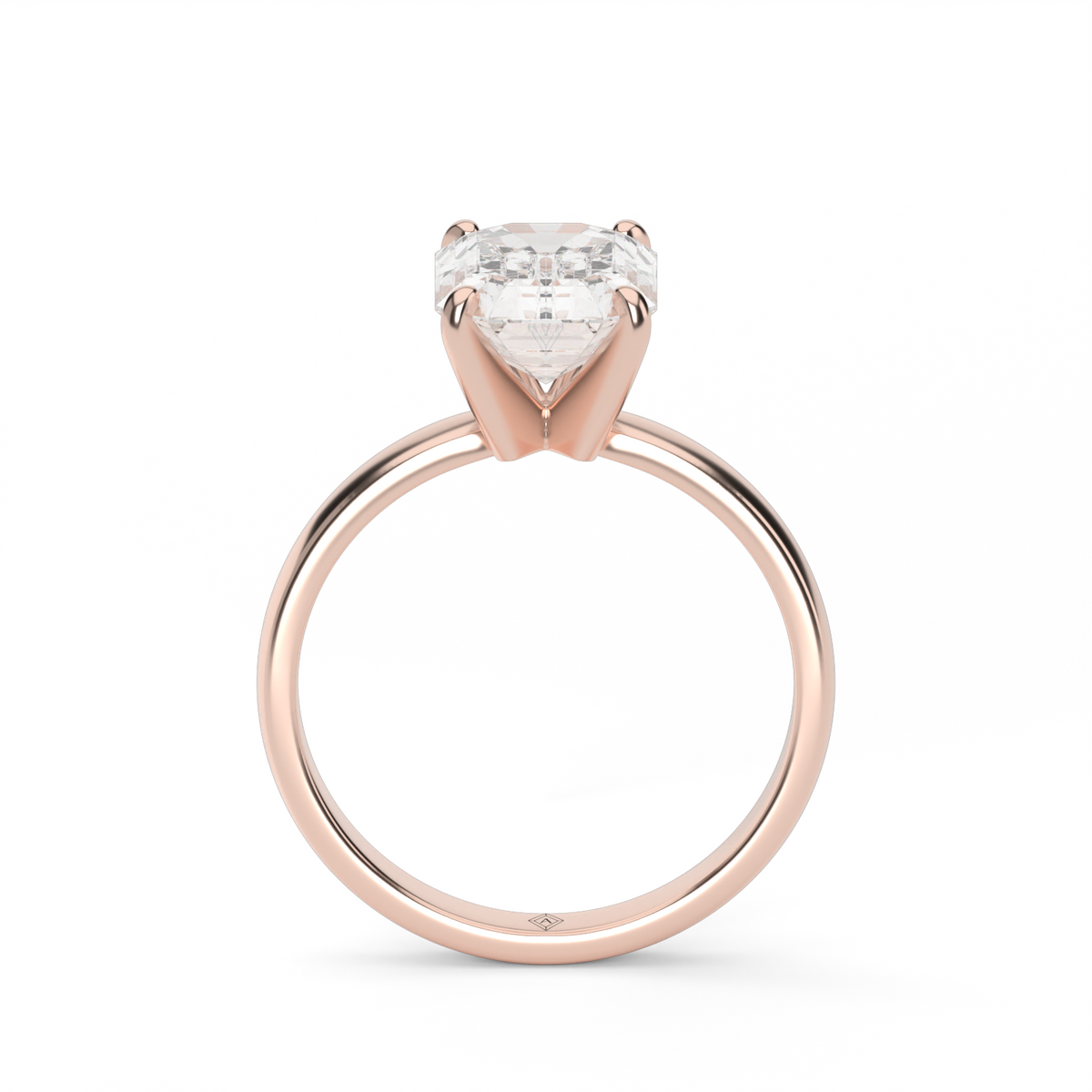 Comfort Fit Solitaire Engagement Ring (Six Prong) — 14K Rose Gold / Emerald (image)