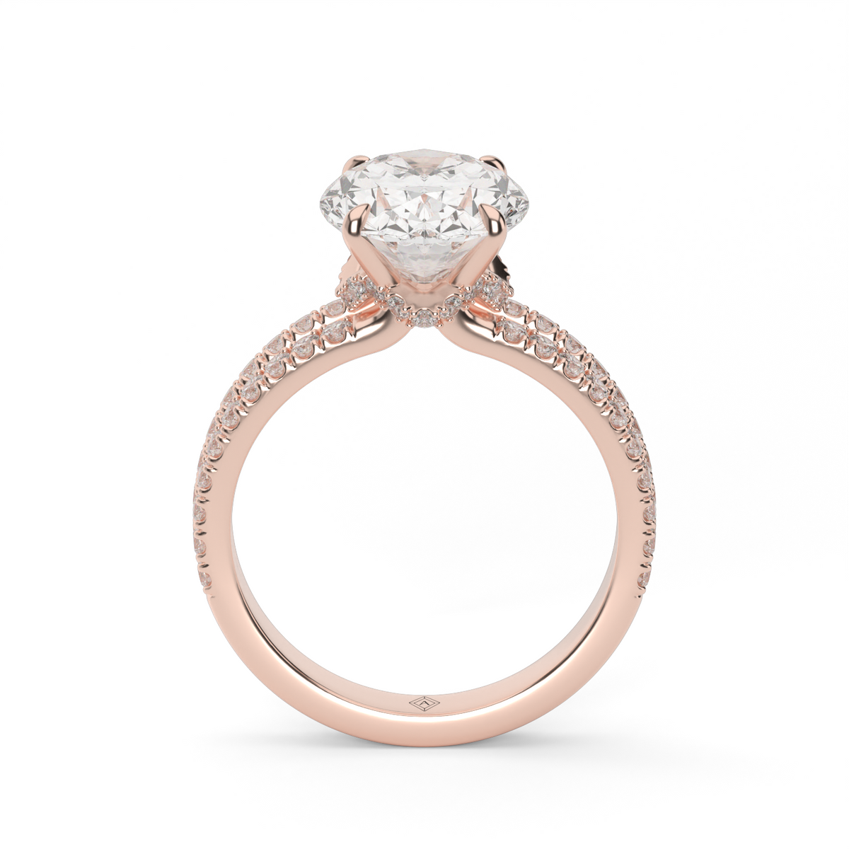 Split Shank   Pavé Engagement Ring — 14K Rose Gold / Oval / Lab Diamond (image)