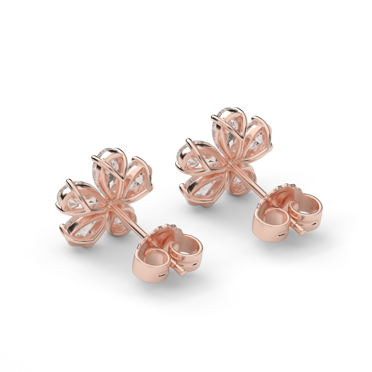 Floral-Inspired Pear-Shaped Diamond Earrings — 14K Rose Gold / Lab Diamond (image)