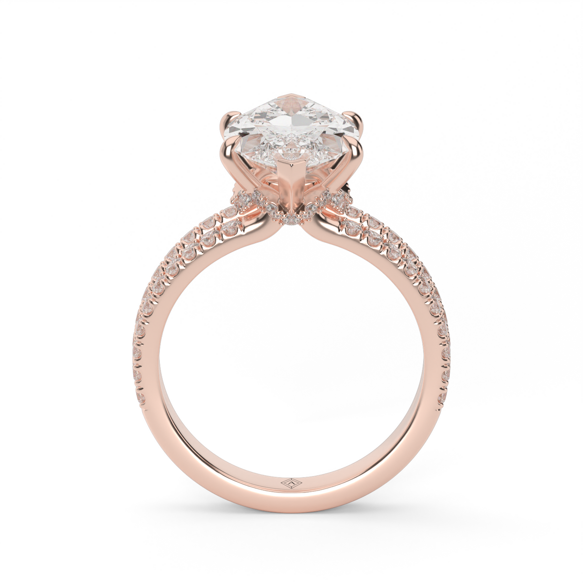 Split Shank   Pavé Engagement Ring — 14K Rose Gold / Marquise / Lab Diamond (image)