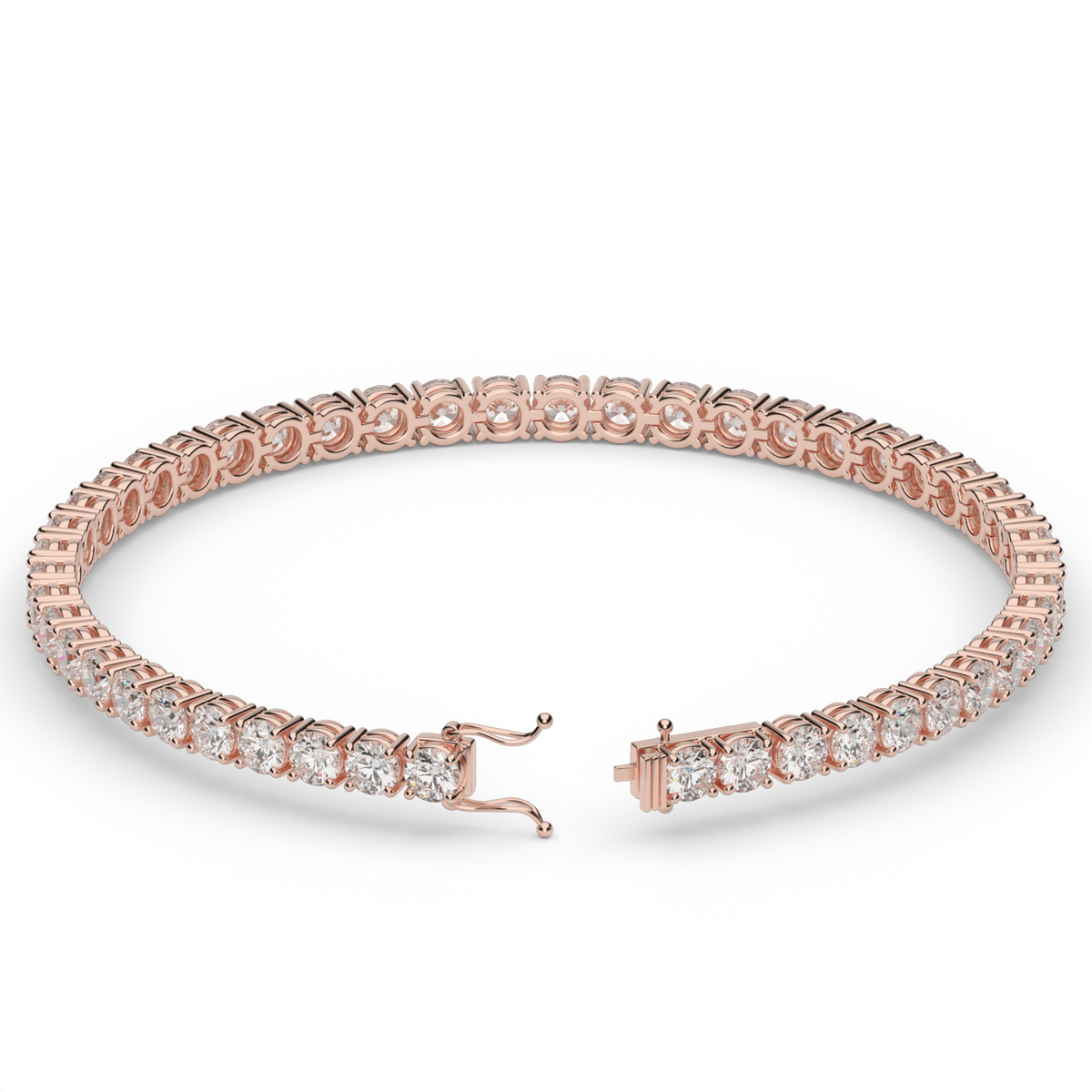 7 Carat Four Prong Diamond Tennis Bracelet — 14K Rose Gold / Lab Diamond (image)