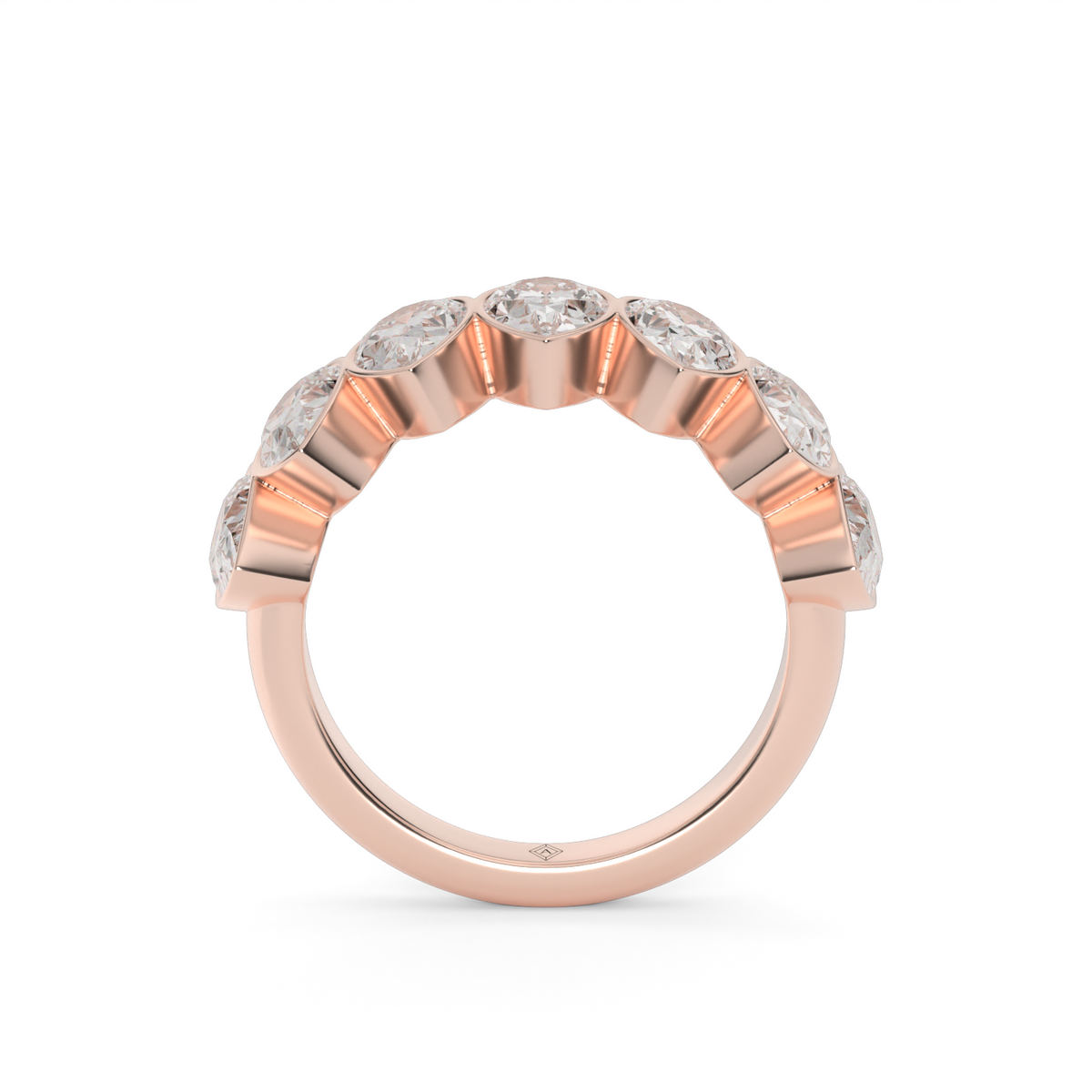 3.5 Carat Seven Stone Bezel Pear  Anniversary Ring — 14K Rose Gold / Lab Diamond (image)